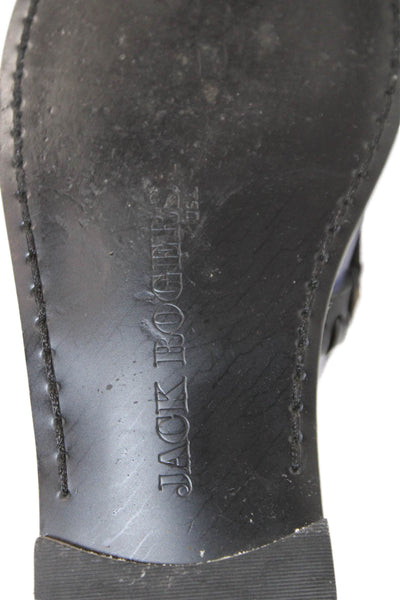 Jack Rogers Womens Georgica Leather Thong Slip-On Sandals Black Size 6.5