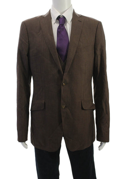 Indochino Men's Brown Wool Collared Buttoned Blazer Long Sleeve Size 52