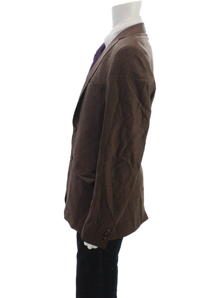 Indochino Men's Brown Wool Collared Buttoned Blazer Long Sleeve Size 52