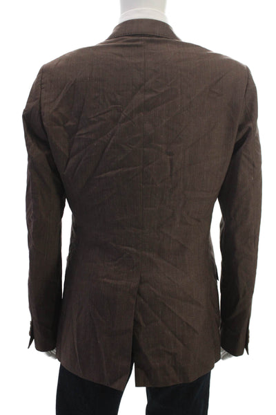 Indochino Men's Brown Wool Collared Buttoned Blazer Long Sleeve Size 52