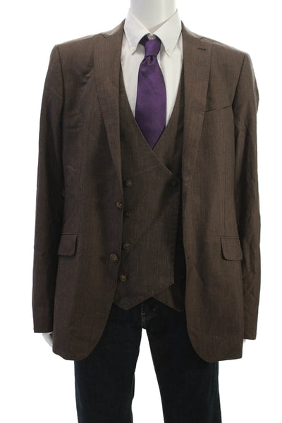 Indochino Men's Brown Wool Collared Buttoned Blazer Long Sleeve Size 52