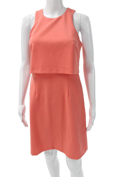Donna Morgan Women Sleeveless Orange Crew Neck Knee Length Dress Size 2