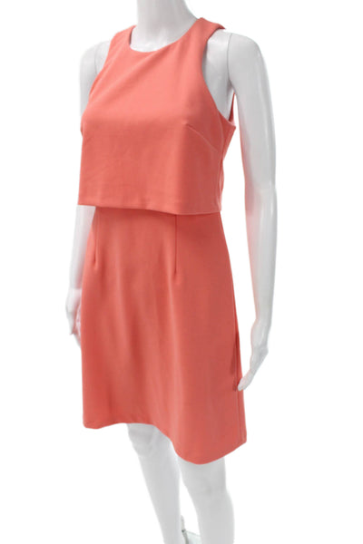 Donna Morgan Women Sleeveless Orange Crew Neck Knee Length Dress Size 2