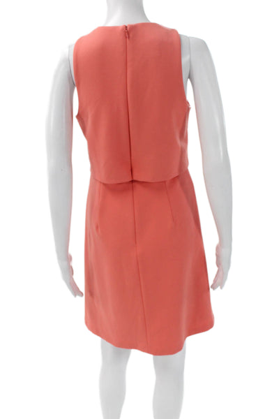 Donna Morgan Women Sleeveless Orange Crew Neck Knee Length Dress Size 2
