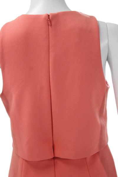 Donna Morgan Women Sleeveless Orange Crew Neck Knee Length Dress Size 2