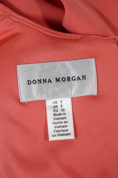 Donna Morgan Women Sleeveless Orange Crew Neck Knee Length Dress Size 2