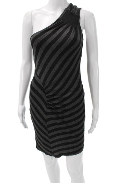 Ella Moss Women One Shoulder Striped Rayon Dress Knee Length Sleeveless Size XS
