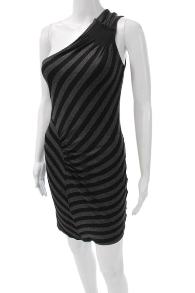 Ella Moss Women One Shoulder Striped Rayon Dress Knee Length Sleeveless Size XS