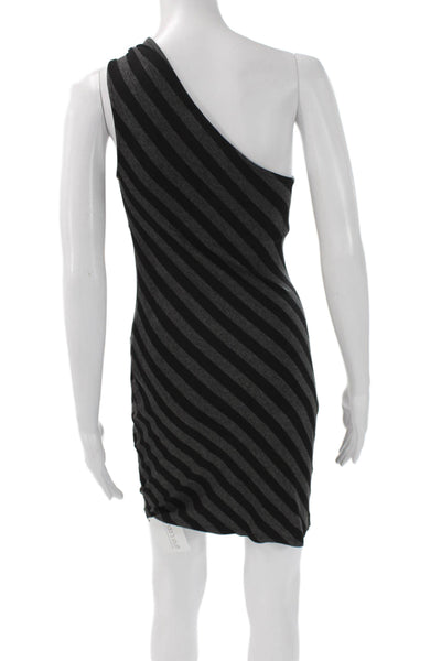Ella Moss Women One Shoulder Striped Rayon Dress Knee Length Sleeveless Size XS