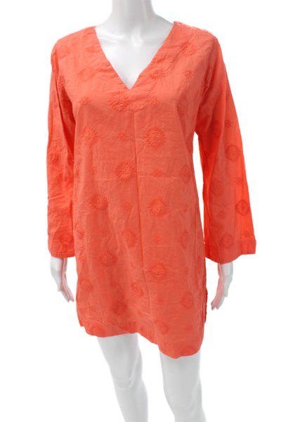 Helen Jon Women Floral V Neck Long Sleeve Knee Length Cotton Dress Size S