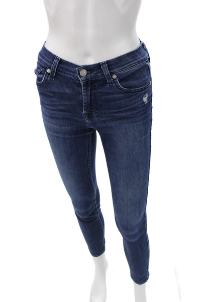 7 For All Mankind Womens Jeans Blue Mid Rise Button Denim Size 24