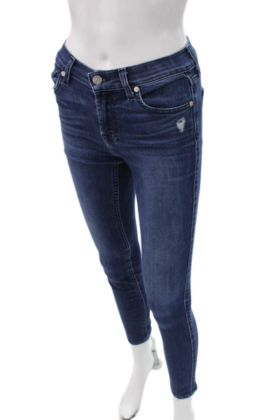 7 For All Mankind Womens Jeans Blue Mid Rise Button Denim Size 24