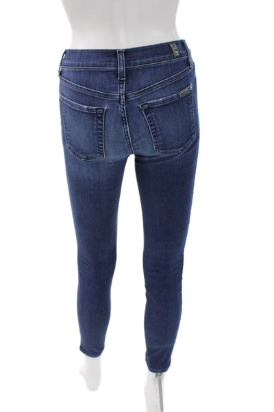 7 For All Mankind Womens Jeans Blue Mid Rise Button Denim Size 24