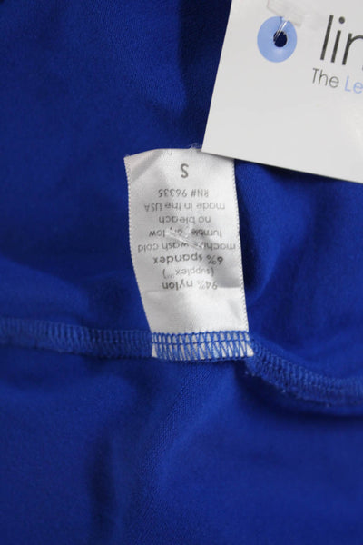 Susana Monaco Women One Shoulder Blue Mini Dress Nylon Sleeveless Solid Size S