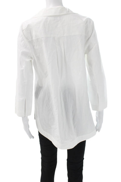 Vineyard Vines Women Collared Cotton Blouse White Long Sleeve Size S