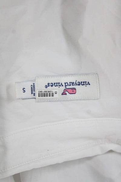 Vineyard Vines Women Collared Cotton Blouse White Long Sleeve Size S
