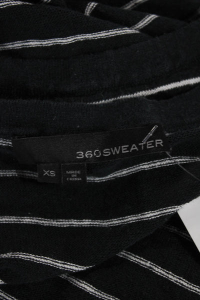 360 Sweater Womens Black Linen Striped Crew Neck Sleeveless Tank Top Size XS