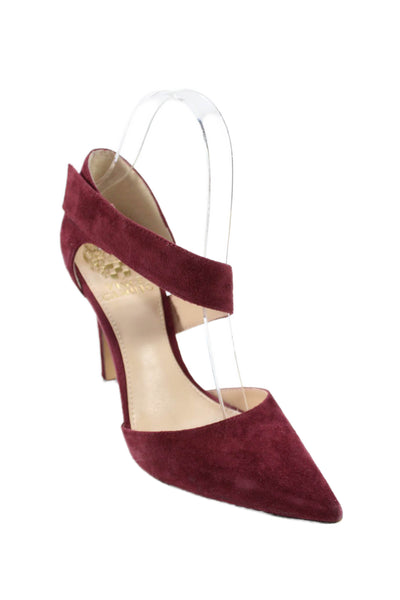 Vince Camuto Women's Pointed Toe Suede Stiletto Sandals Burgundy Size 6