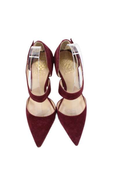 Vince Camuto Women's Pointed Toe Suede Stiletto Sandals Burgundy Size 6