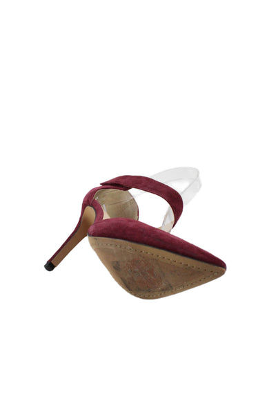 Vince Camuto Women's Pointed Toe Suede Stiletto Sandals Burgundy Size 6