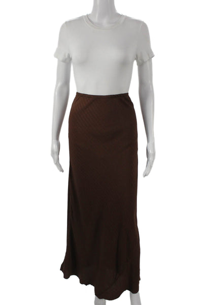 Shoni Women Knee Length Viscose Skirt Brown Size M