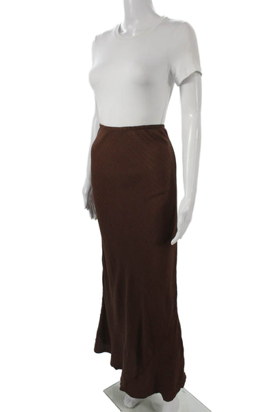 Shoni Women Knee Length Viscose Skirt Brown Size M