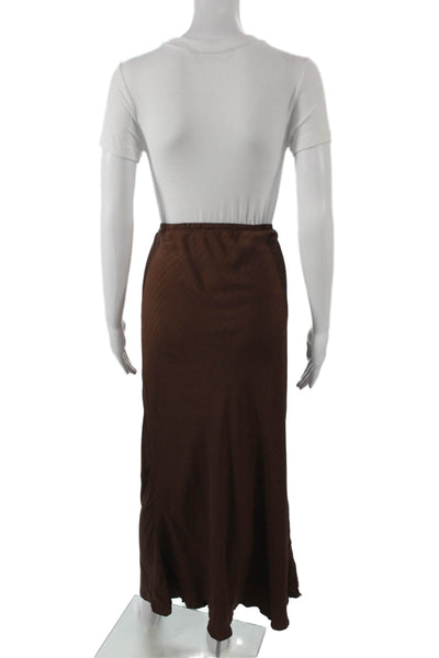 Shoni Women Knee Length Viscose Skirt Brown Size M