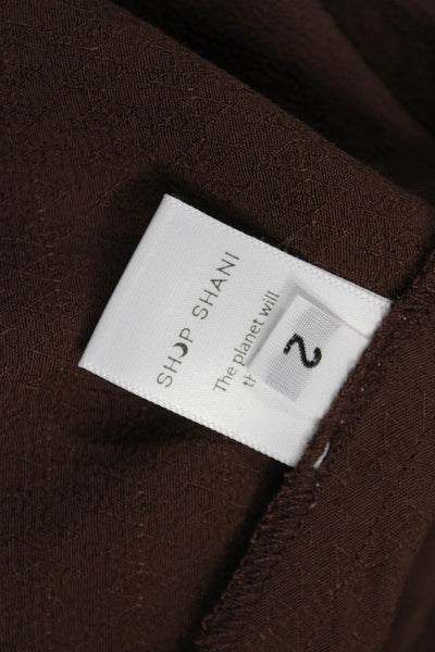 Shoni Women Knee Length Viscose Skirt Brown Size M