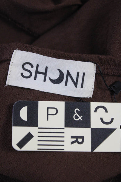 Shoni Women Knee Length Viscose Skirt Brown Size M