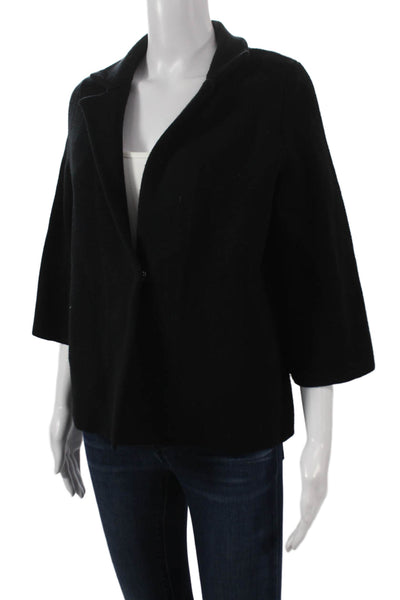 Moth Anthropologie Womens Black Rayon Open Front Jacket Solid Size XS