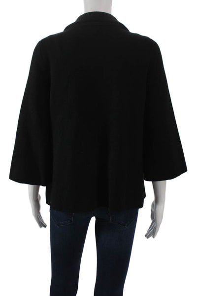 Moth Anthropologie Womens Black Rayon Open Front Jacket Solid Size XS