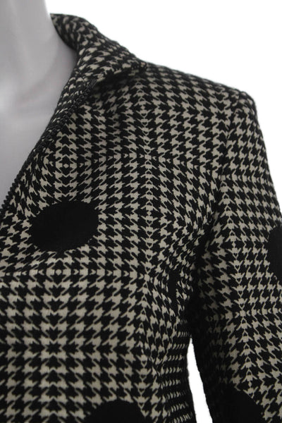 Akris Punto Women Houndstooth White Polyester Zipper Jacket Size 4
