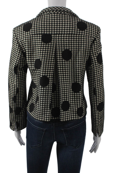 Akris Punto Women Houndstooth White Polyester Zipper Jacket Size 4