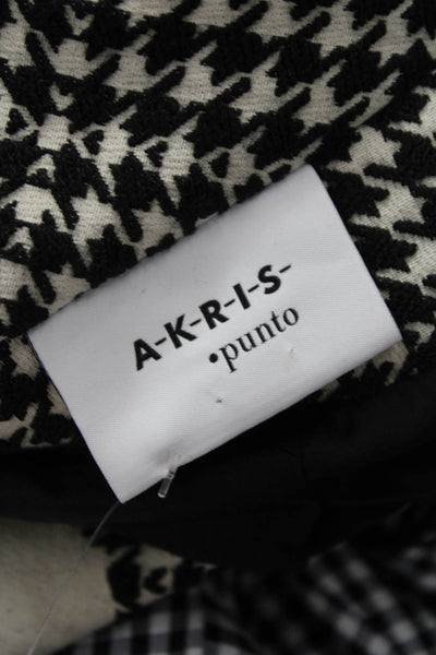 Akris Punto Women Houndstooth White Polyester Zipper Jacket Size 4