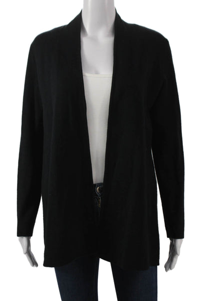 Eileen Fisher Womens Black Cotton Open Front Jacket Size XS