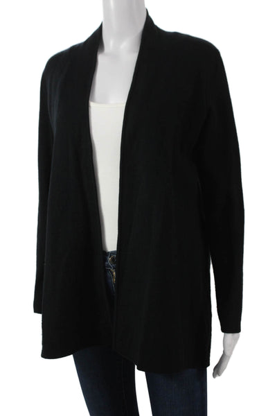 Eileen Fisher Womens Black Cotton Open Front Jacket Size XS