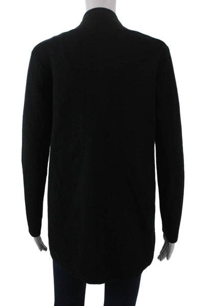 Eileen Fisher Womens Black Cotton Open Front Jacket Size XS