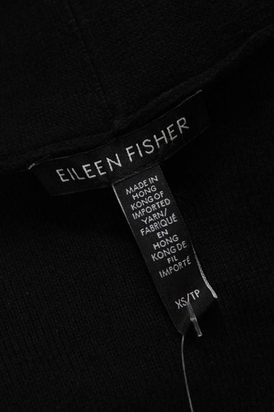 Eileen Fisher Womens Black Cotton Open Front Jacket Size XS