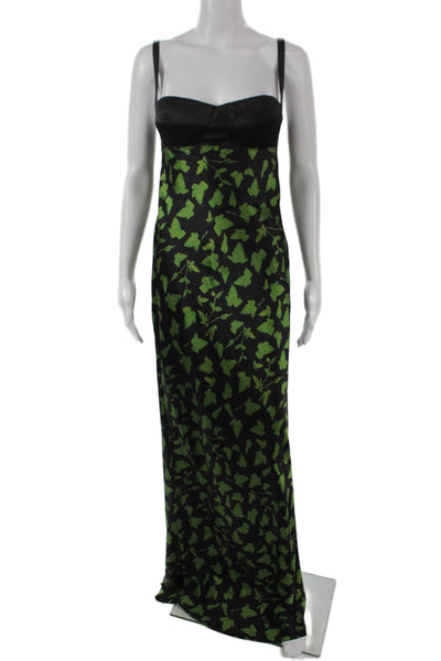 Alejandra Alonso Rojas Womens Silk Leaf Print V Neck Sleeveless Dress Size 6