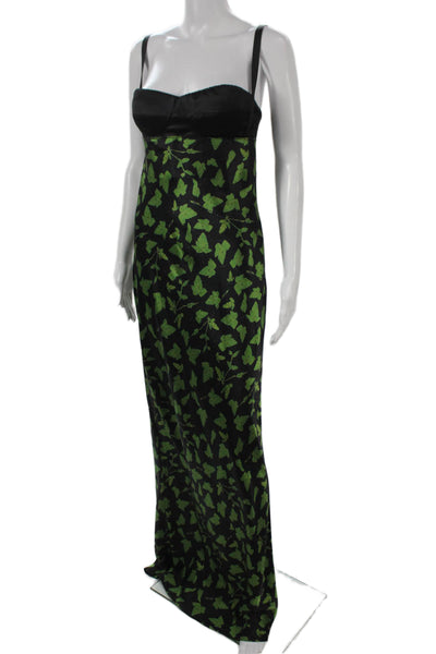 Alejandra Alonso Rojas Womens Silk Leaf Print V Neck Sleeveless Dress Size 6
