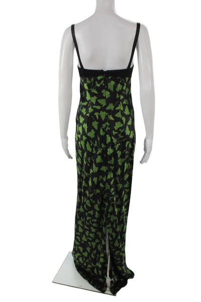 Alejandra Alonso Rojas Womens Silk Leaf Print V Neck Sleeveless Dress Size 6