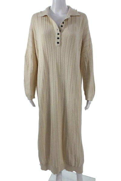 Mr Mittens Womens Dress White Cotton Collared Long Sleeve Midi Size XS