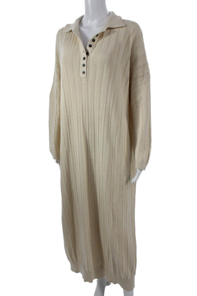 Mr Mittens Womens Dress White Cotton Collared Long Sleeve Midi Size XS