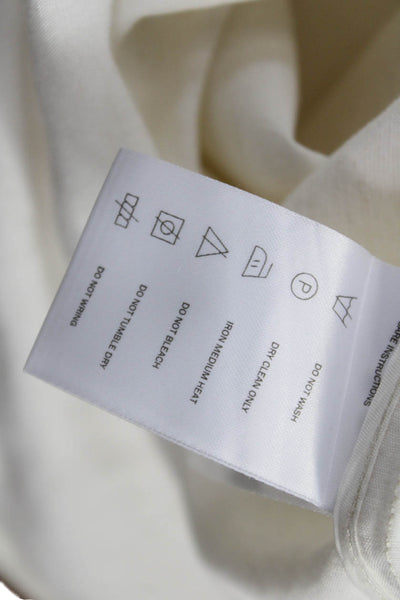Bouguessa Women White Linen V Neck Long Sleeve Midi Dress Size S