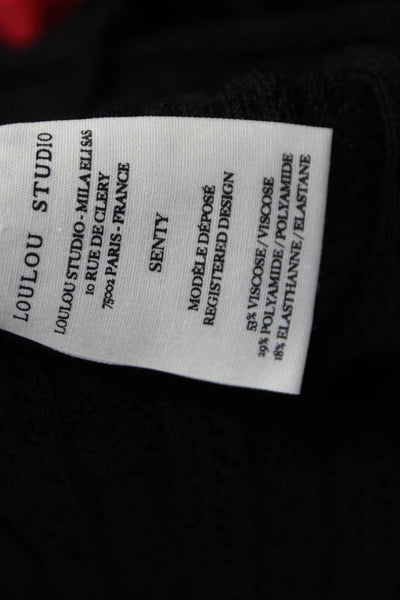 Loulou Studio Women Black Viscose Crewneck Longsleeve Knee Length Dress Size S