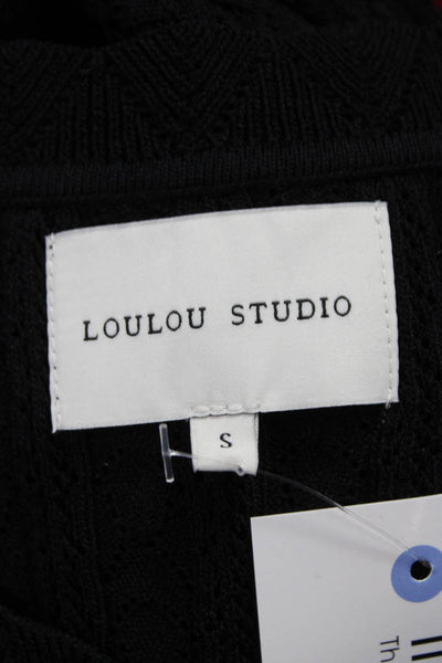 Loulou Studio Women Black Viscose Crewneck Longsleeve Knee Length Dress Size S