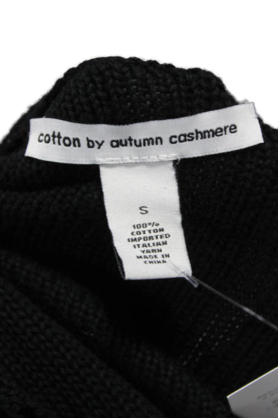Cotton By Autumn Cashmere Womens Black Knit Top Round Neck Long Sleeve Size S