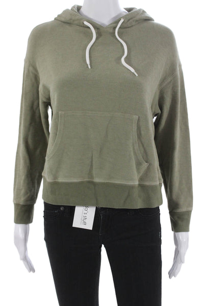 Monrow Womens Green Cotton Blend Hoodie Long Sleeve Size XS