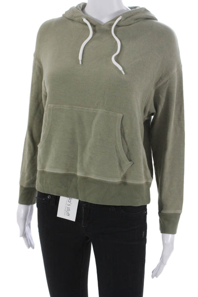 Monrow Womens Green Cotton Blend Hoodie Long Sleeve Size XS