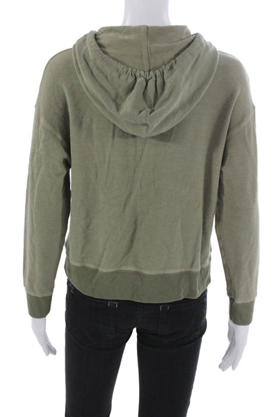 Monrow Womens Green Cotton Blend Hoodie Long Sleeve Size XS